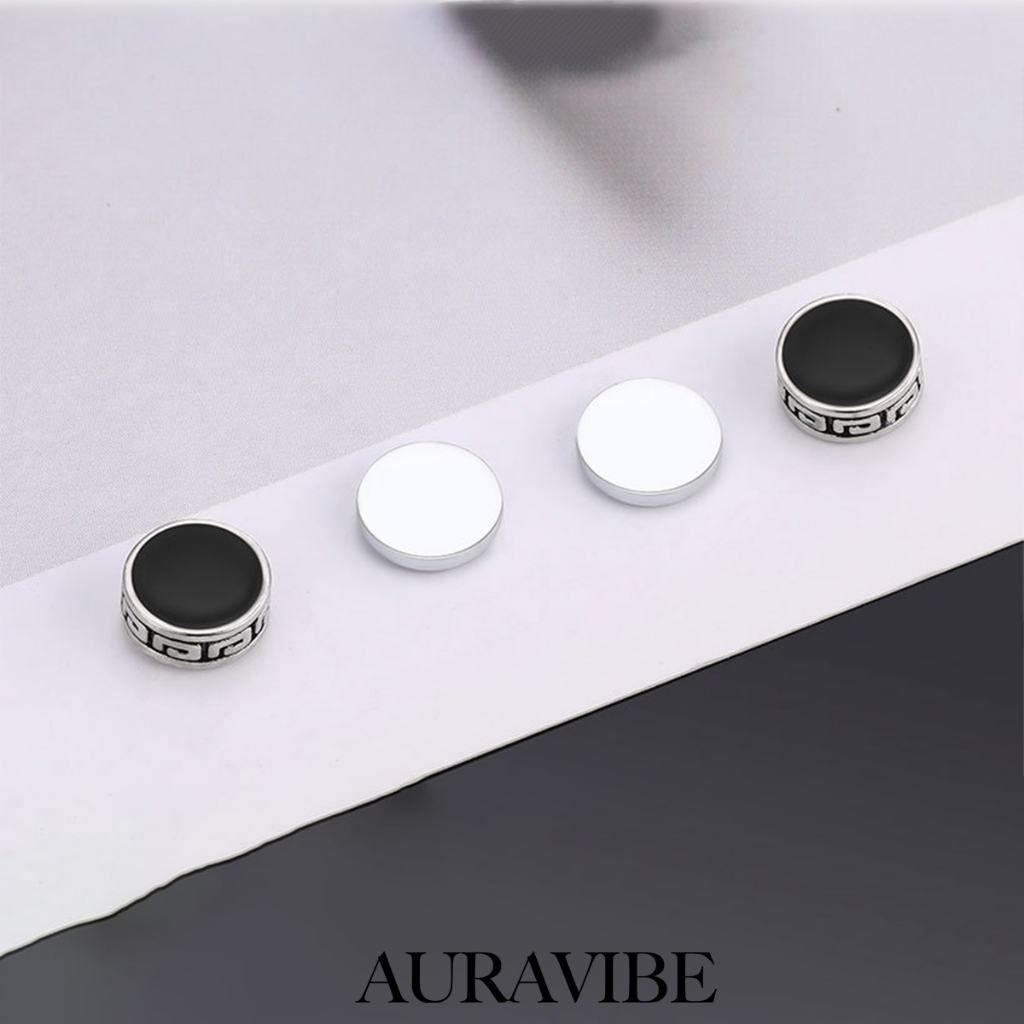 AURAVIBE Jepitan telinga magnet bermotif Tembok Besar untuk pria tanpa tindik gaya baru