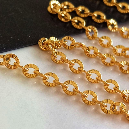 Kalung rantai titanium model rantai nori ukir / Kalung tren pria dan wanita nori sinar