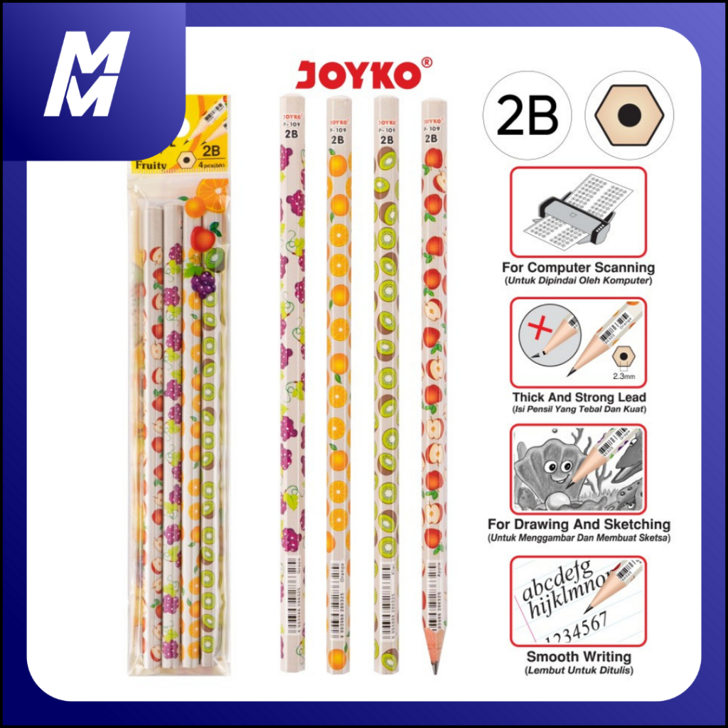 

MM - isi 4 pcs P-109 Pensil 2B Joyko Fruity Wooden Pencil