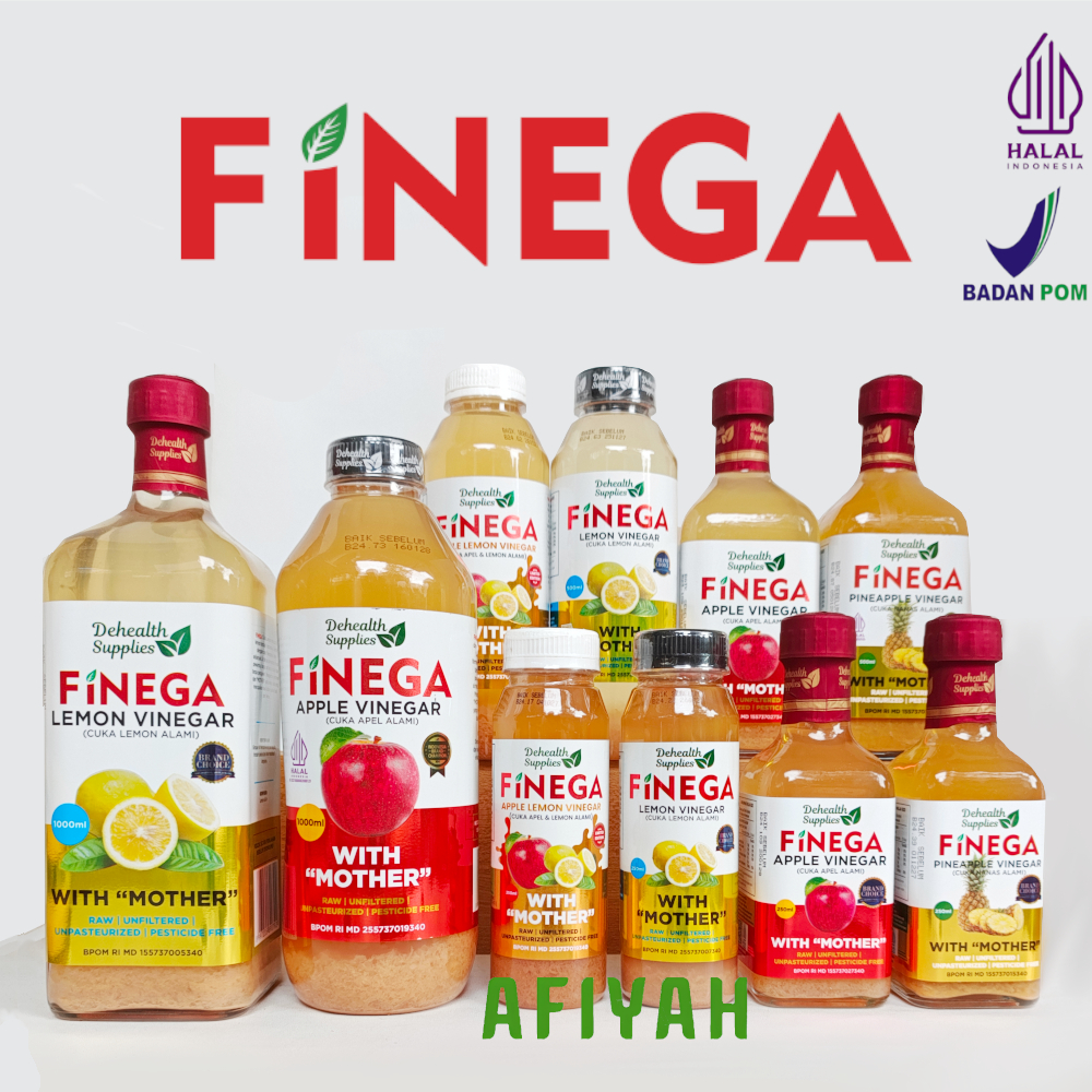 

Finega Cuka Apel Nanas Lemon With Mother Dehealth Supplies - 250 ml, 500 ml, 1 Liter Botol Plastik & Kaca