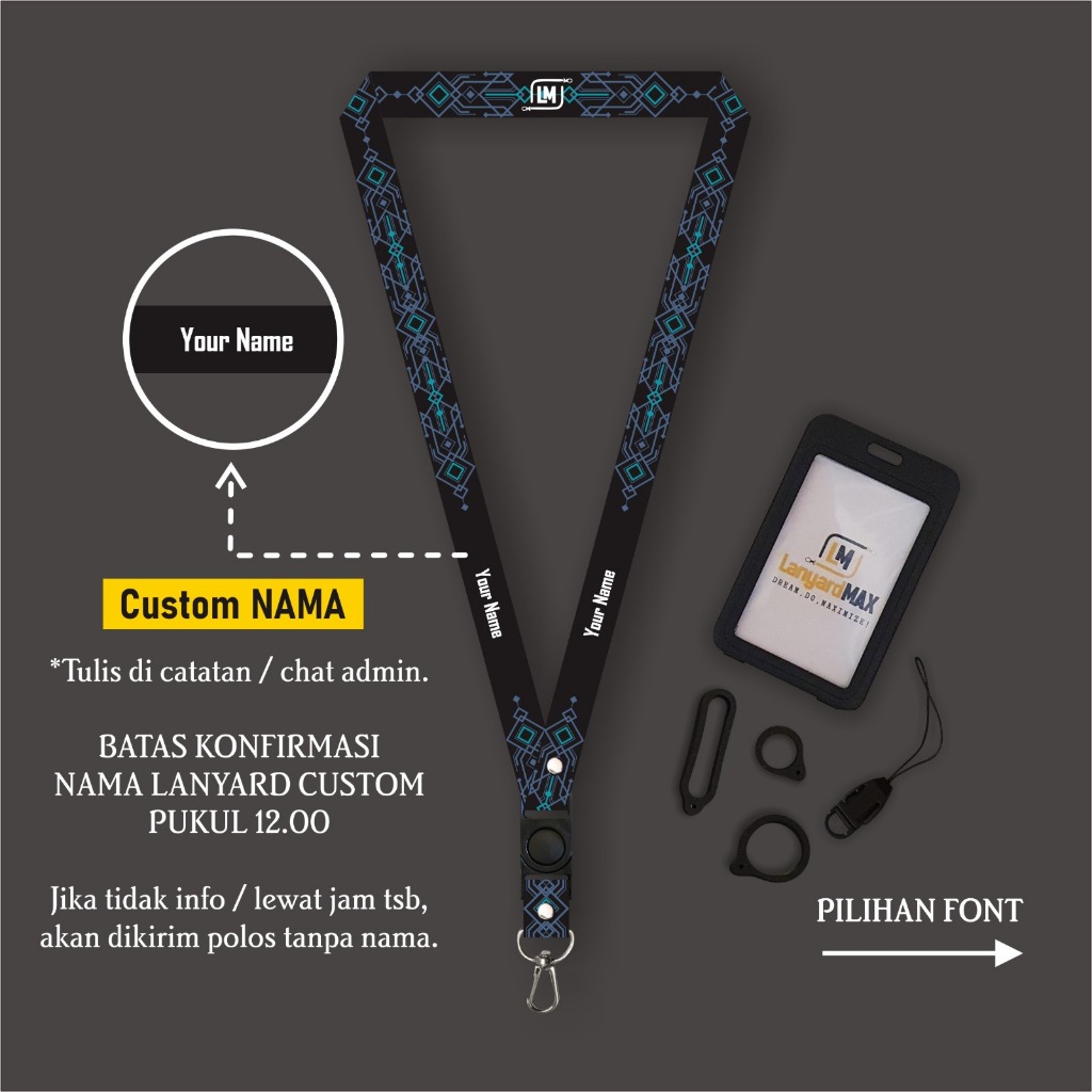 

Lanyard Max Custom Nama Corner Tsu 1,5 cm Satuan Gantungan Holder 2 Sisi