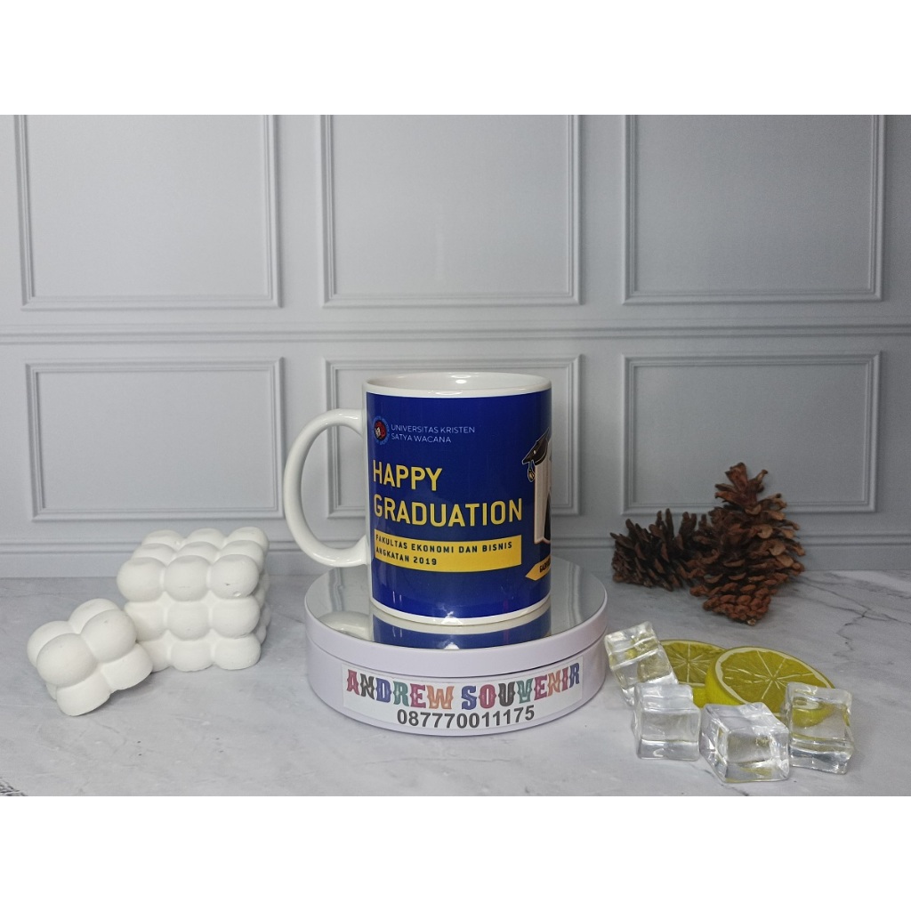 Mug Custom Acara Wisuda / Graduation, Sablon Mug Sublimasi Bisa Cetak Foto dan Tulisan