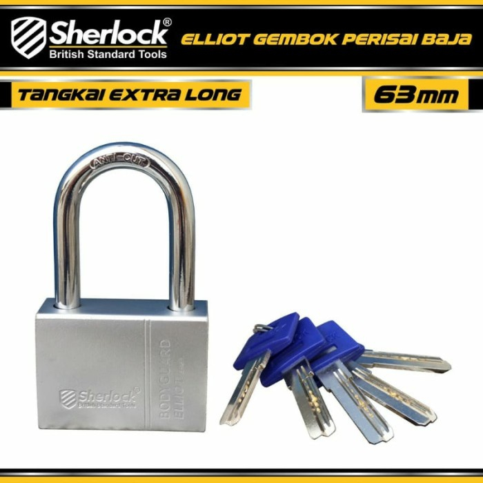gembok grendel sherlock bodyguard elliot 63 mm long panjang