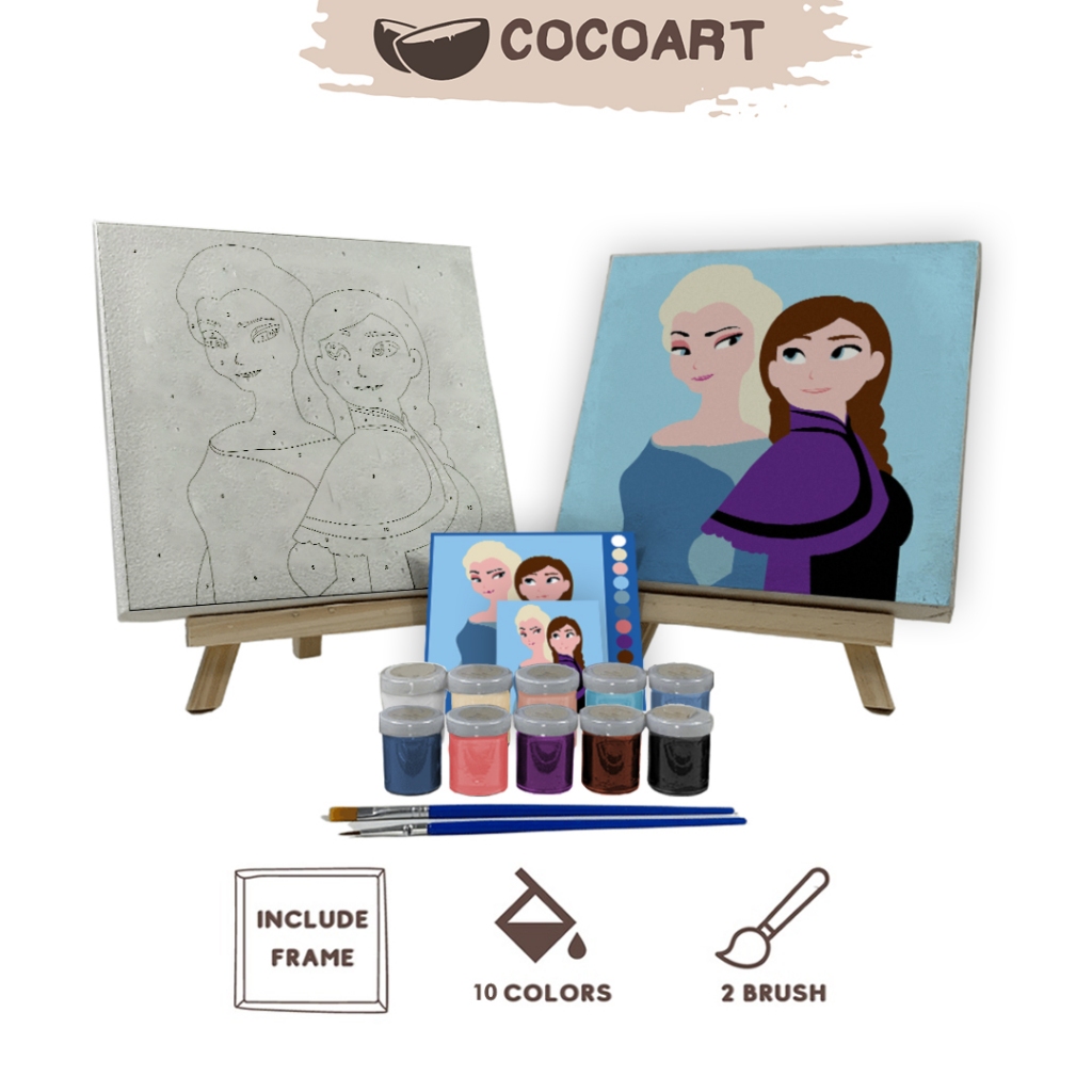 

Paint By Number Kit [ Anna & Elsa ] - Cocoart.id I Kanvas 20 x 20 cm