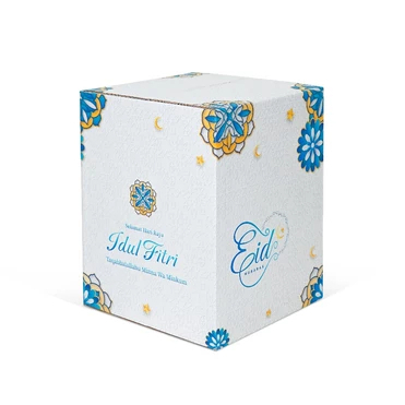 

kotak packing suvenir lebaran kardus hampers kue kering ramadan edisi salam eid putih uk. 25x25x32 cm