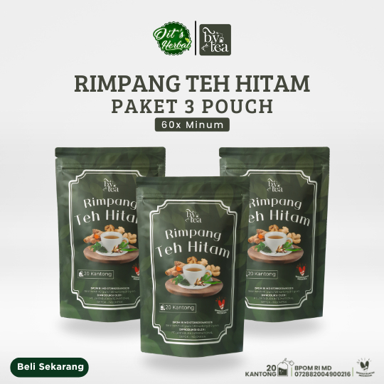 

ByeTea Rimpang Teh Hitam Premium Paket 3 Pouch -Teh Herbal Alami untuk Menurunkan Berat Badan & Detox Tubuh