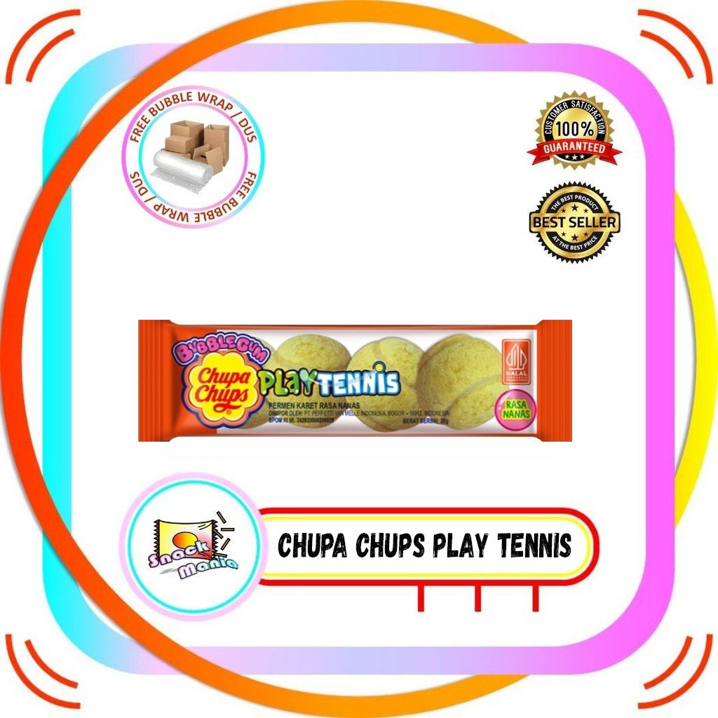 

Chupa Chups Play Tennis Pineapple Bubble Gum ~ 20 gr Permen Karet Nanas