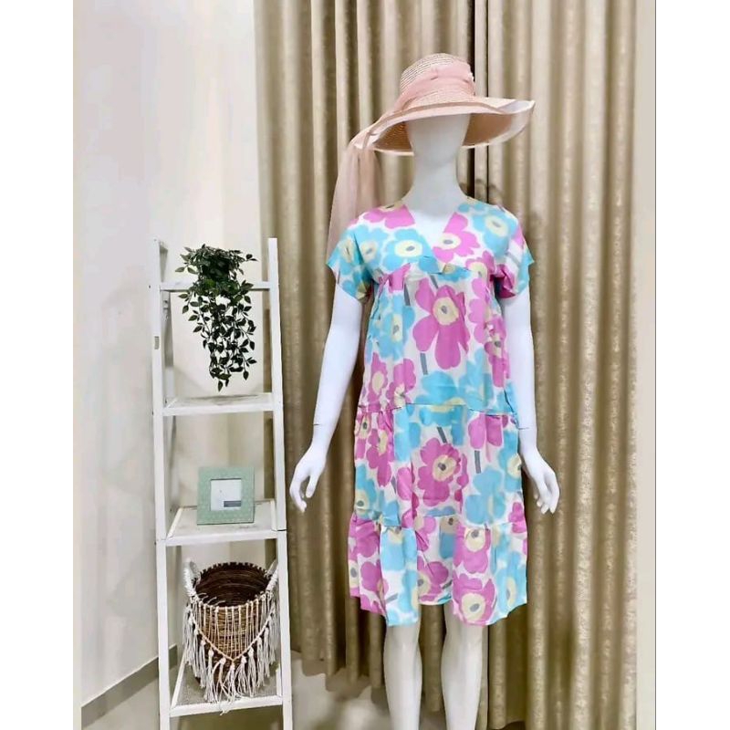 DASTER MOTIF KEKINIAN|DASTER BUNGA|DASTER V NECK|DASTER MIDI BUNGA|DASTER WANITA KEKINIAN TERBARU