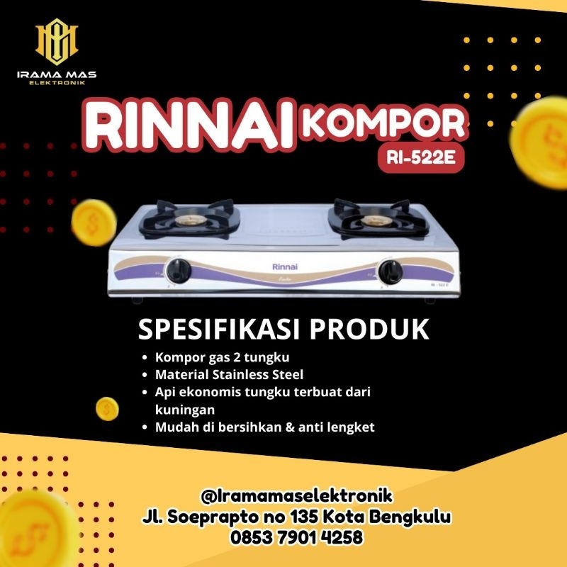 KOMPOR RINNAI 2 TUNGKU RI-522E
