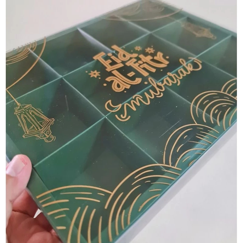 

( 5 Pcs ) Box Nastar Lebaran Idul Fitri Sekat 12 Design Eid Al Fitr Kardus Mika Slide Ukuran 24x31x4 cm