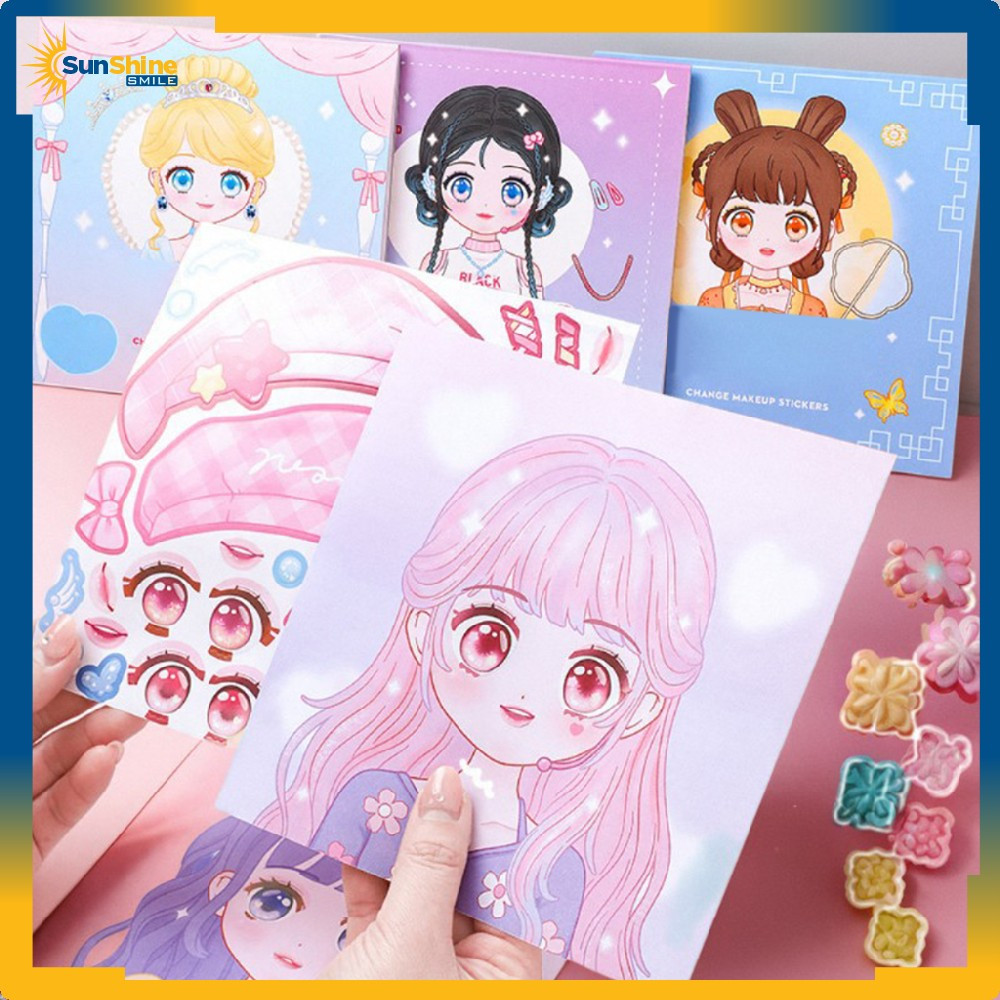 

Buku Stiker Ekspresi Mainan Anak Perempuan Keterampilan Merias Wajah Kartun / Girl Change Makeup Stickers / DIY Mainan Stiker Ganti Muka Sunshine Smile M375