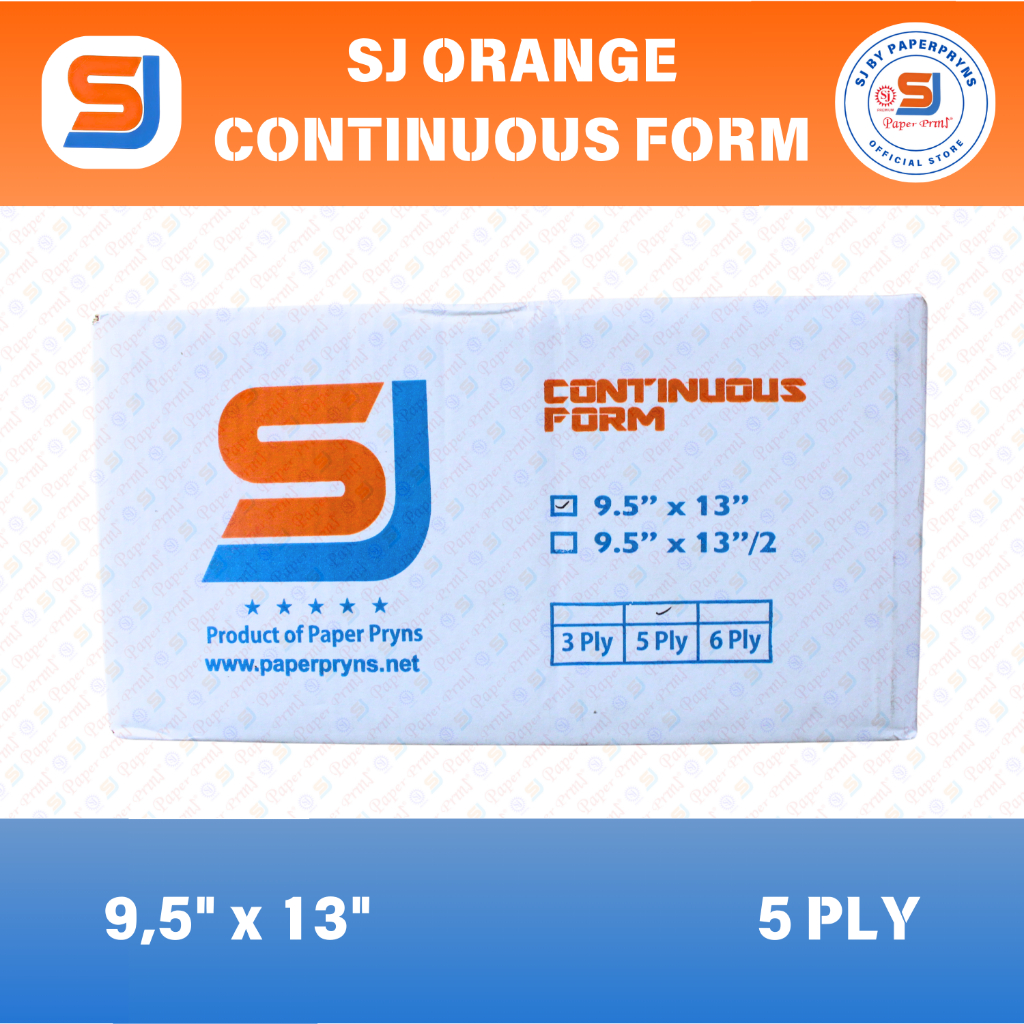 

SJ ORANGE Continuous Form 9,5" × 13" (5 PLY) NCR Sheets