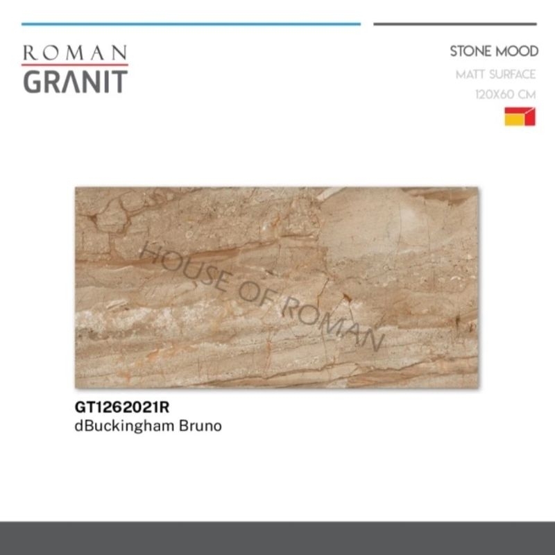 Roman Granit 60x120 dBuckingham Bruno (Stone Mood) / Granit Slab Marmer Coklat / Granit Lantai Rumah