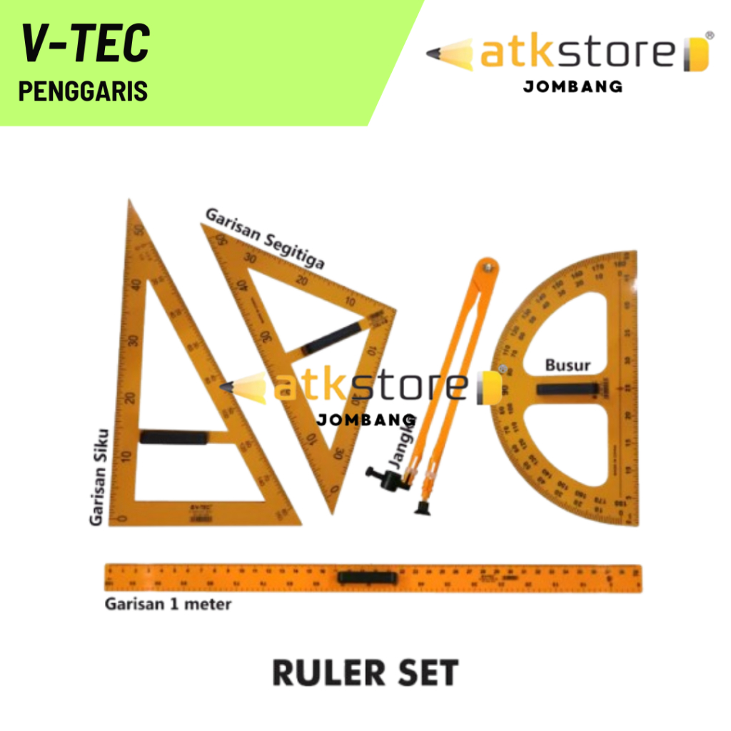 

V-TEC Ruler Arc Penggaris Busur Derajat Siku Segitiga / Garisan Papan Tulis