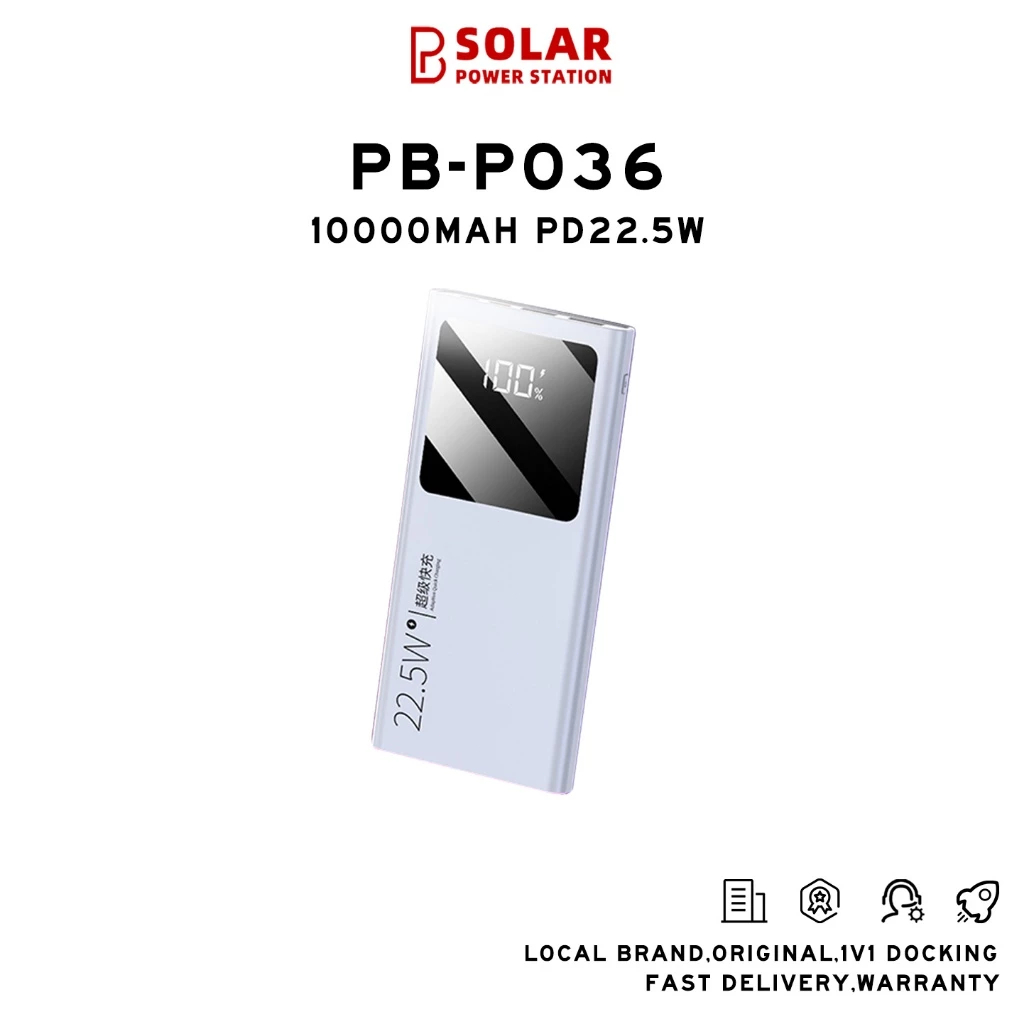 PB SOLAR Powerbank Mini Portabel (10000mAh/22,5W)