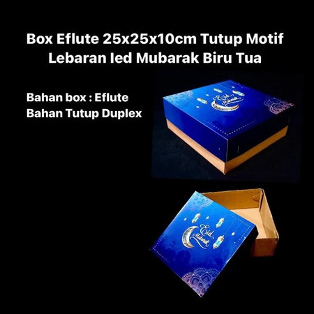 

( 5 pcs ) dus e flute edisi lebaran packaging kue lapis legit cake box hampers eid mubarak motif biru moon size 25x25x10 cm