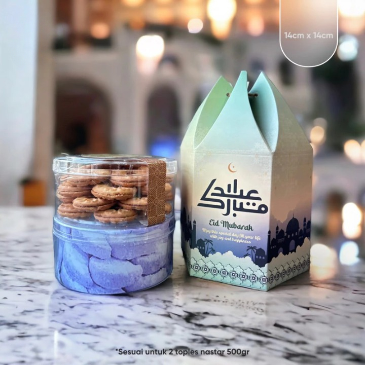 

( 10 Pcs ) Hexa Box Hampers Kue Kering Lebaran Idul Fitri Dus Parcel Nastar Ukuran 14x14x14 cm