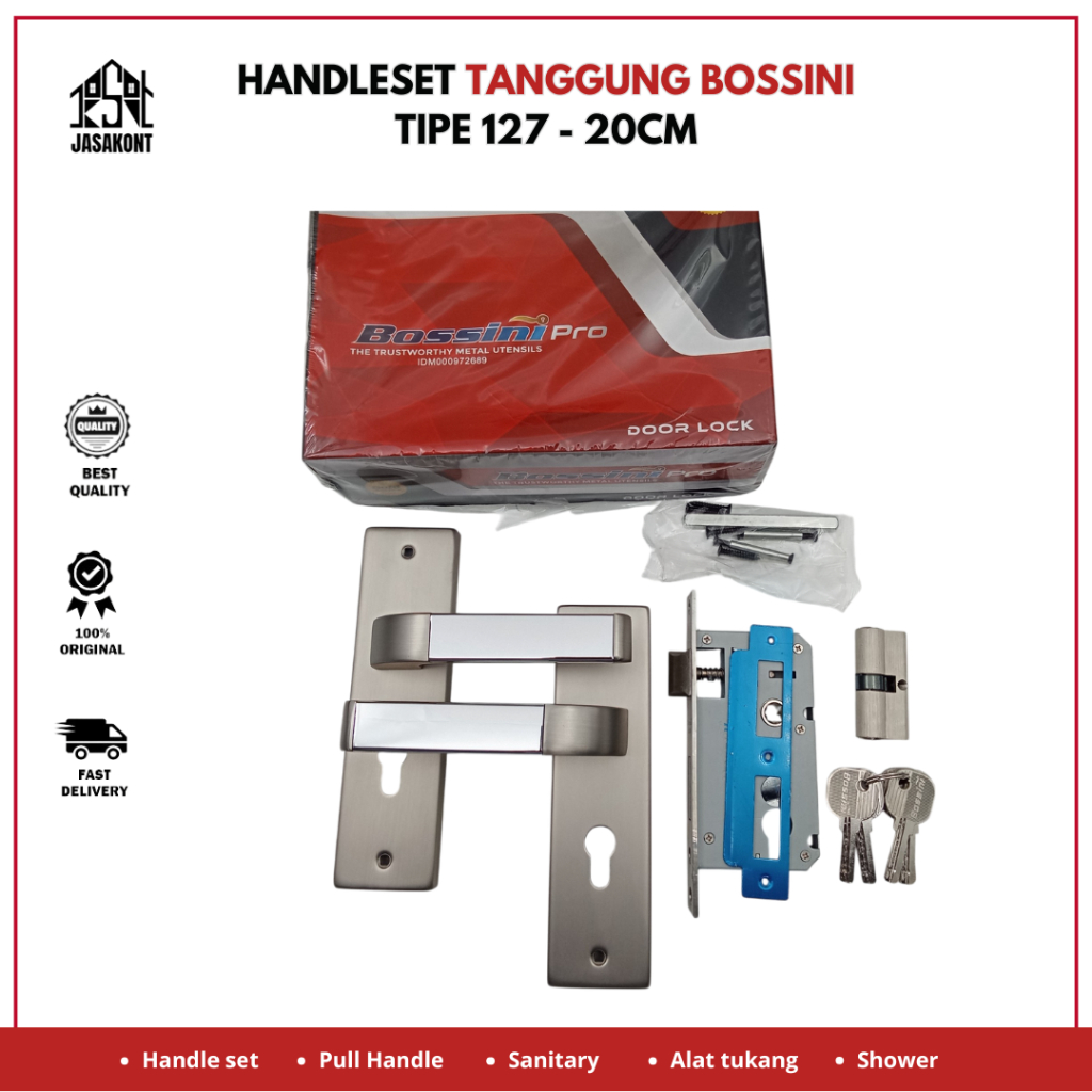 jasakont Handle Pintu 1 set Tanggung BOSSINI tipe 127 handleset lengkap kunci 20cm