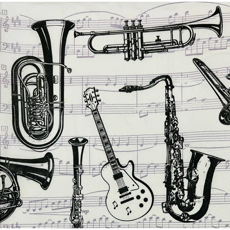 Tisue Decoupage Motif Gambar Alat Musik
