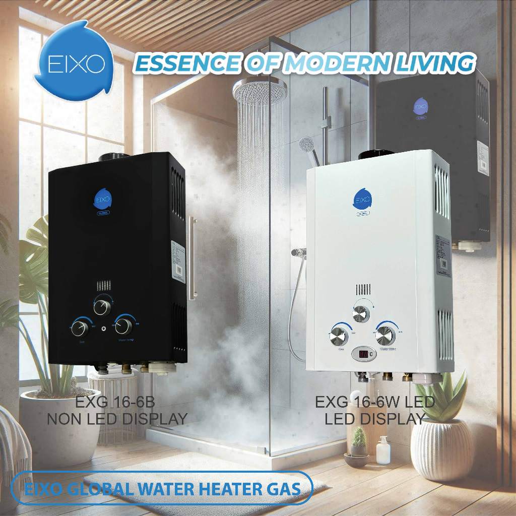 EIXO Water Heater Gas Pemanas Air Mandi 6 Liter Black White EXG 16-6
