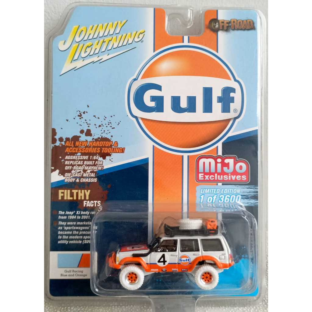 JOHNNY LIGHTNING MINO EXCLUSIVE WHITE LIGHTNING CHASE JEEP CHEROKEE XJ GULF MITSHUBISHI LANCER EVOLU