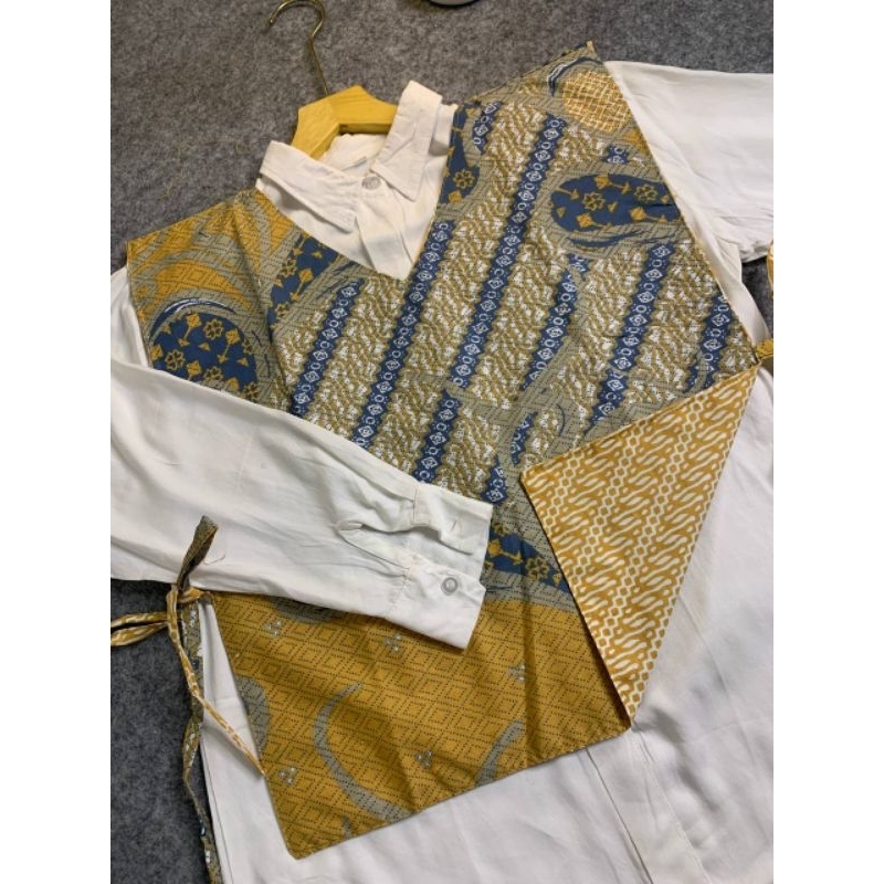 Vest Batik Wanita Modern DOUBLE Cardigan Luar Dalam Vest Batik Wanita Outer Batik Viral V Atasan Bat