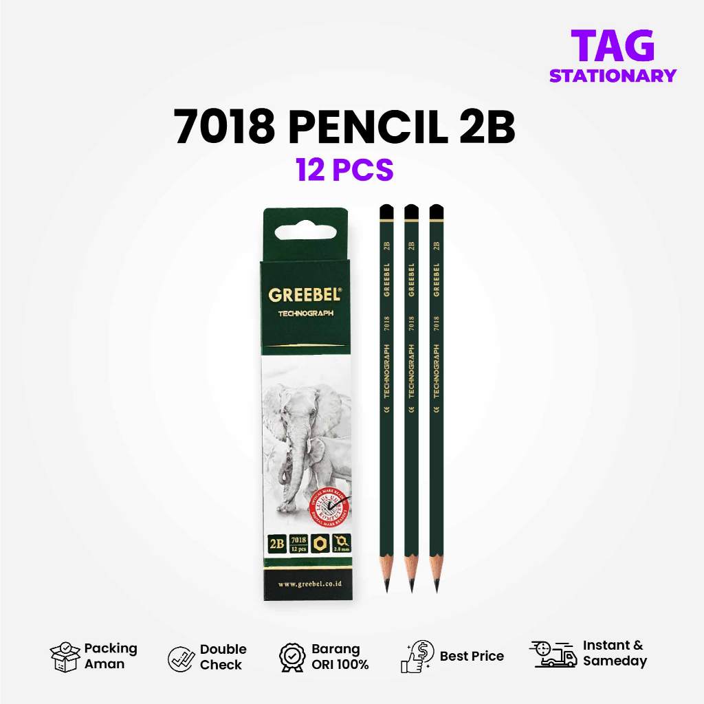 

GREEBEL Pensil Kayu 2B 7018 (12PCS/SET) Pensil Tulis Pensil Ujian Sekolah Pensil Gambar