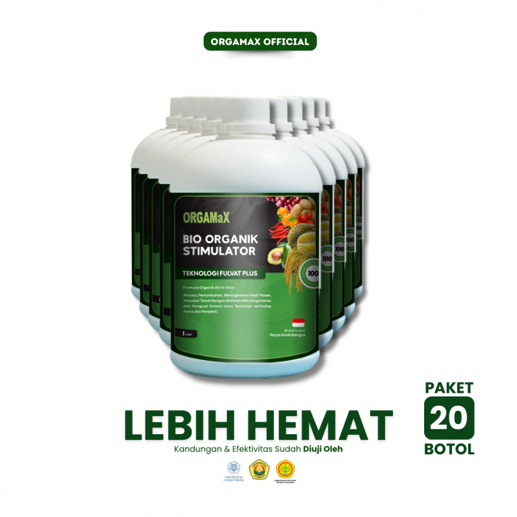 [20]Orgamax 1L-Zat Stimulator Organik Cair Pupuk Asam Fulvat Humat booster buah sayur lebat tanaman