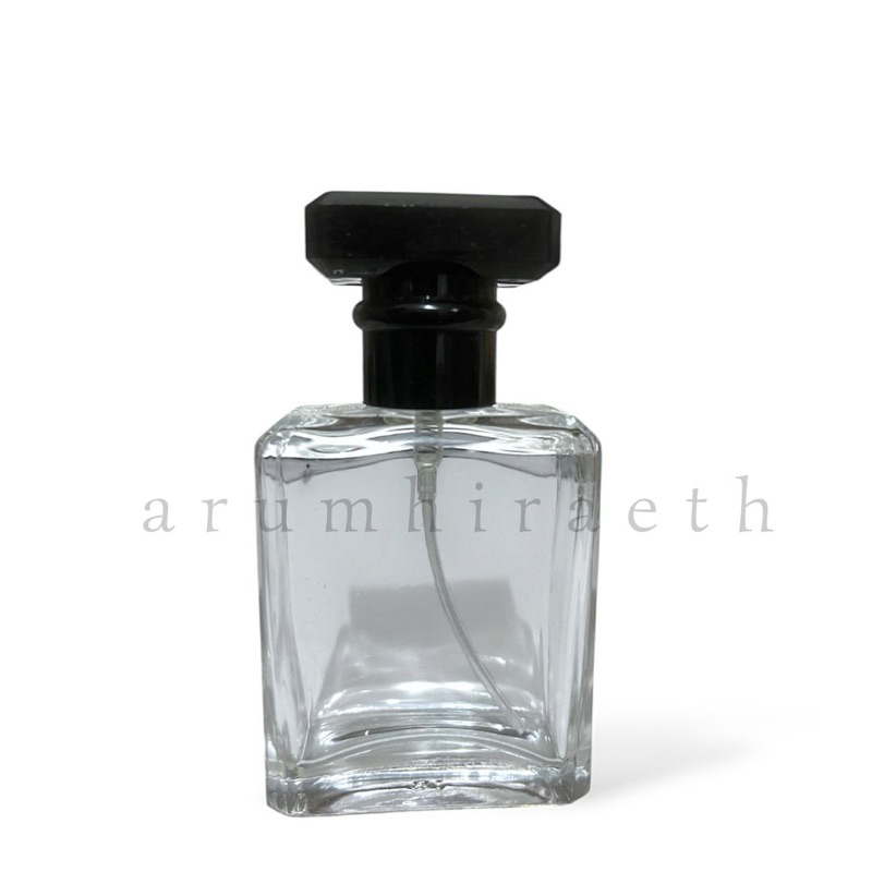 Botol Kosong Petak Bening Tutup Chnl Hitam Tipe Drat (50ml)