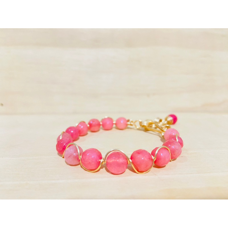 Bangle Pink Agate mix Tembaga