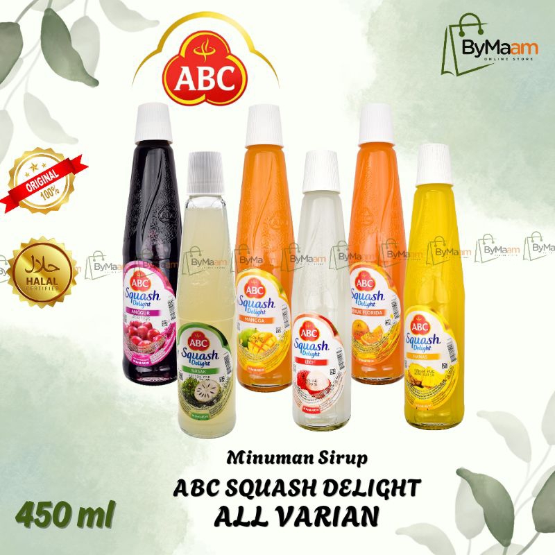 

Sirup ABC Squash Delight 450ml Rasa Jeruk Florida Anggur Nanas Sirsak Leci Mangga Mango Syrup