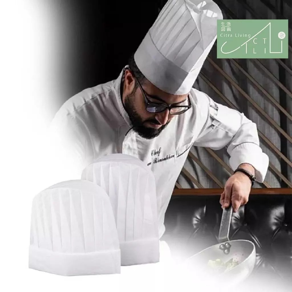 Topi Koki /Chef Hat /Topi Koki Sekali Pakai /Topi Koki Kain Bukan Tenunan Oval 23cm,27cm Dewasa