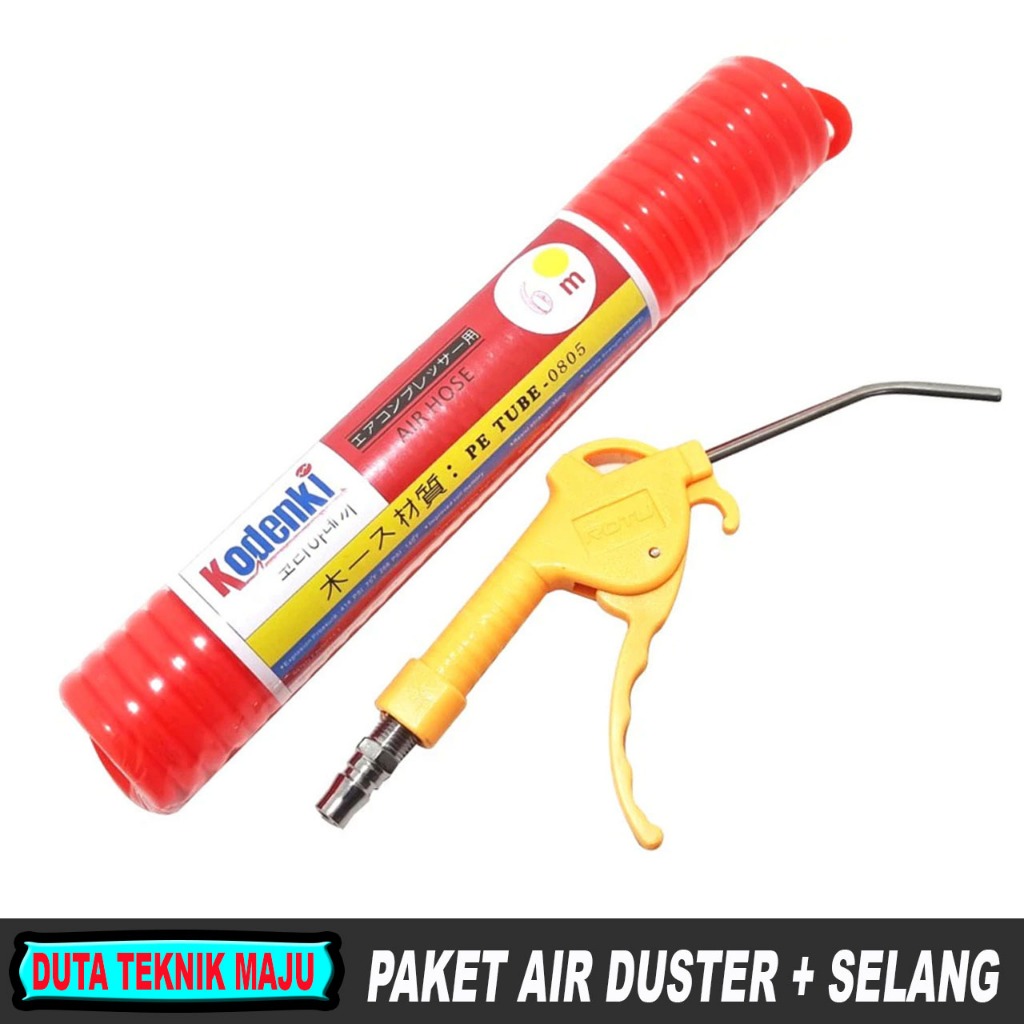 Paket Komplit Selang Recoil Angin Kompresor 6 Meter + Air Blow Gun Air Duster