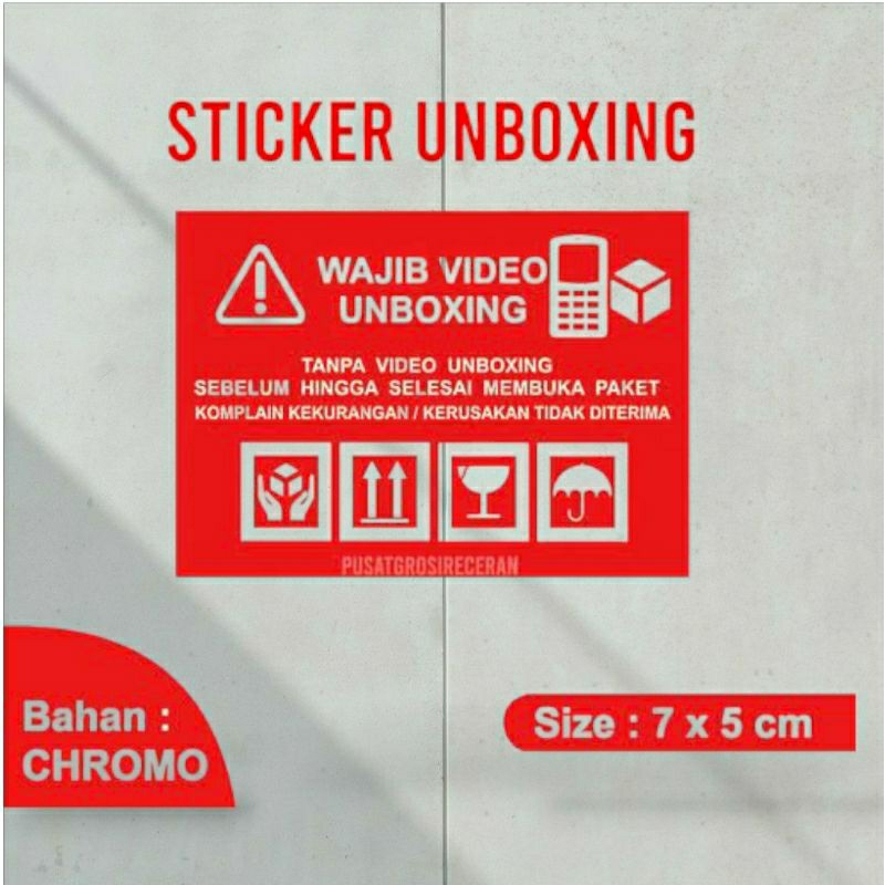 

Sticker Wajib Video Unboxing, Bahan Cromo, isi 100pcs.