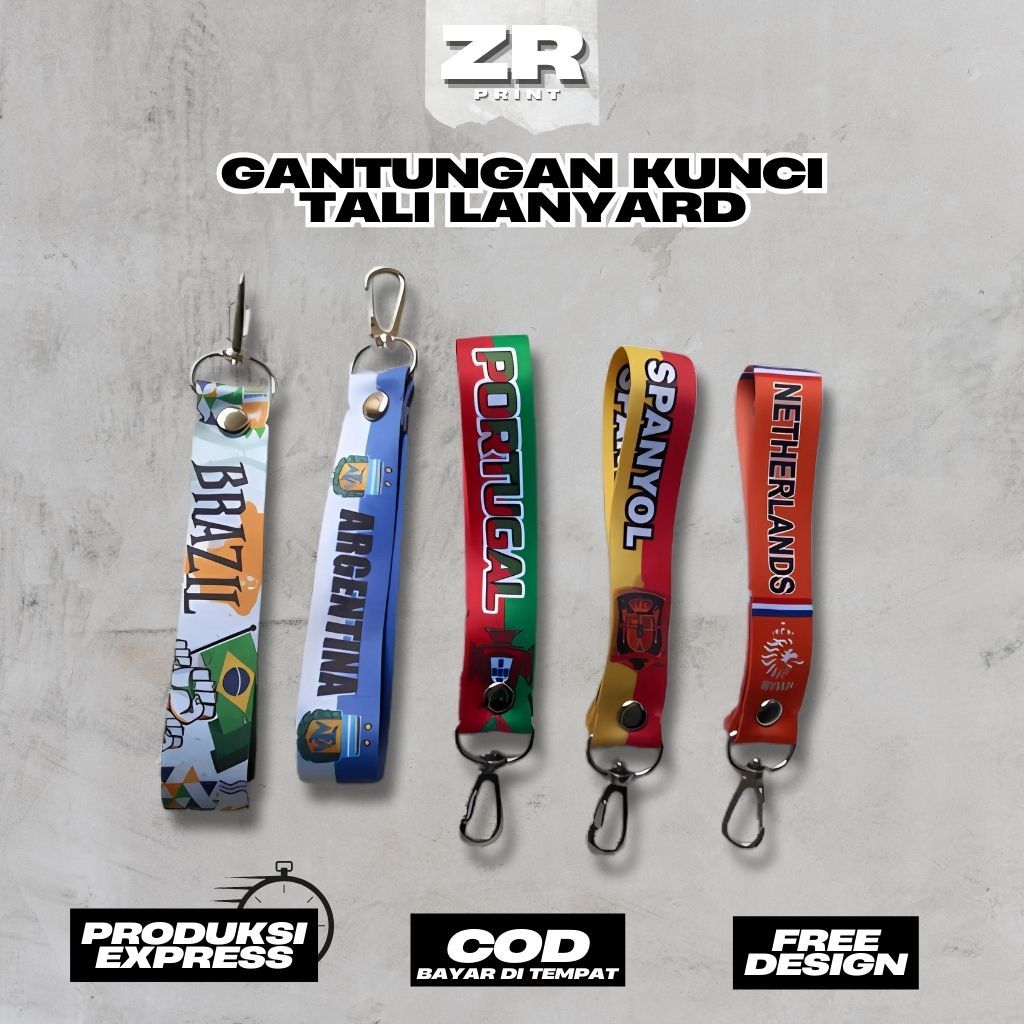 

Gantungan Kunci Tali Lanyard Custom 2 Sisi Full Print Gambar Bebas Lanyard Custom 2 Sisi READY