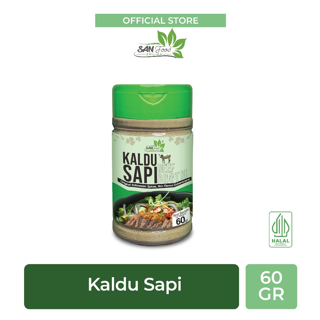 

Sanfood Indonesia Kaldu Sapi Bubuk 60gr Beef Broth Non MSG Bumbu MPASI w22