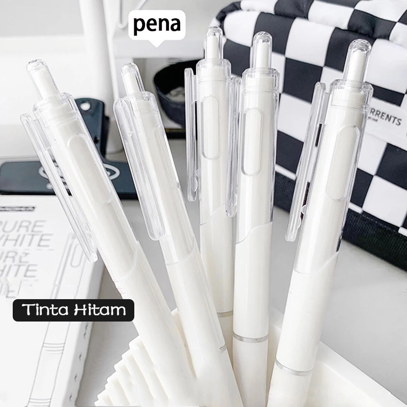 

5pcs pulpen gel Aesthetic Pena retractable pulpen gel 1 pack bolpen lucu Gel Pen tinta hitam alat tulis sekolah