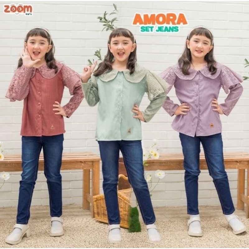 Neww Amora set jeans by zoom .id setelan atasan dan jeans anak
