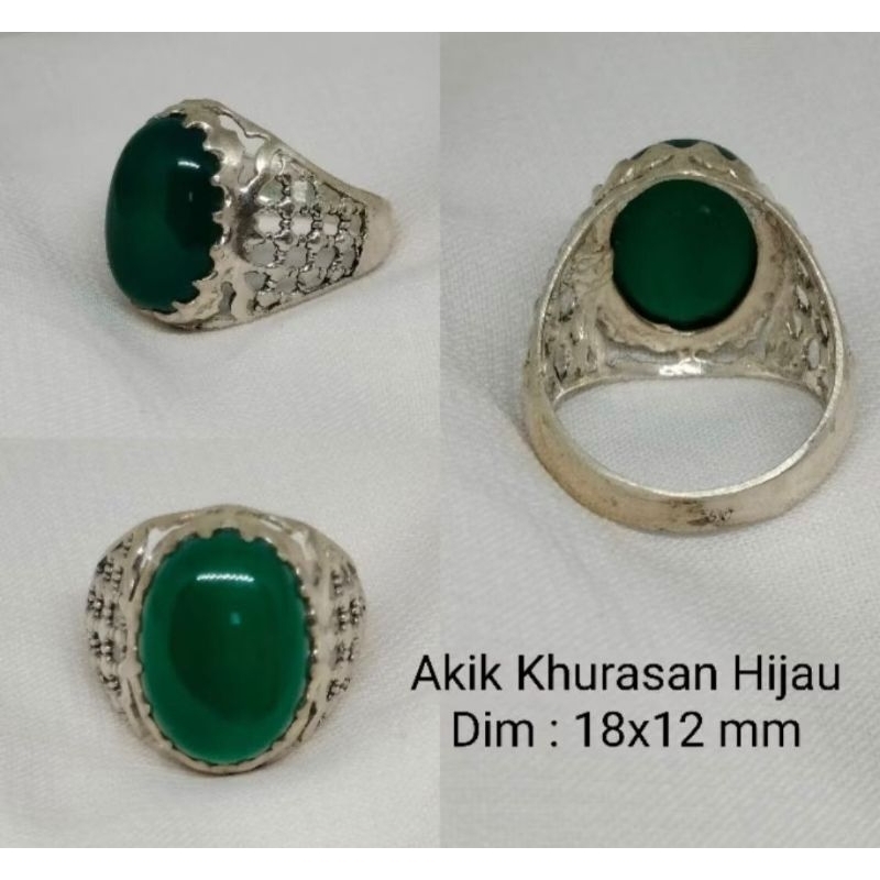 Cincin Perak Batu Akik Hijau Khurasan