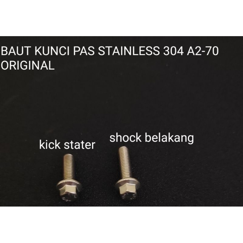 BAUT STAINLESS KUNCI PAS/T SELAHAN KICK STATER DAN SHOCK BELAKANG MIO SPORTY SMILE SOUL FINO OLD