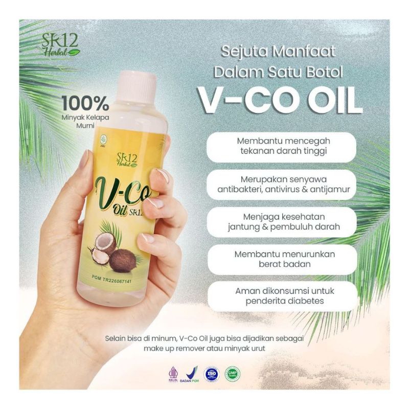 

VCO Oil SR12 100% Minyak Kelapa Murni Tanpa Bahan Kimia - VICO Cold Press Suplemen Kesehatan dan Kecantikan Kulit