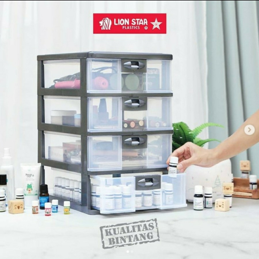 Laci Container Susun 4 Lion Star PR 34 Pressa Kertas A4 Box Penyimpanan Barang Rak Susun Serbaguna K