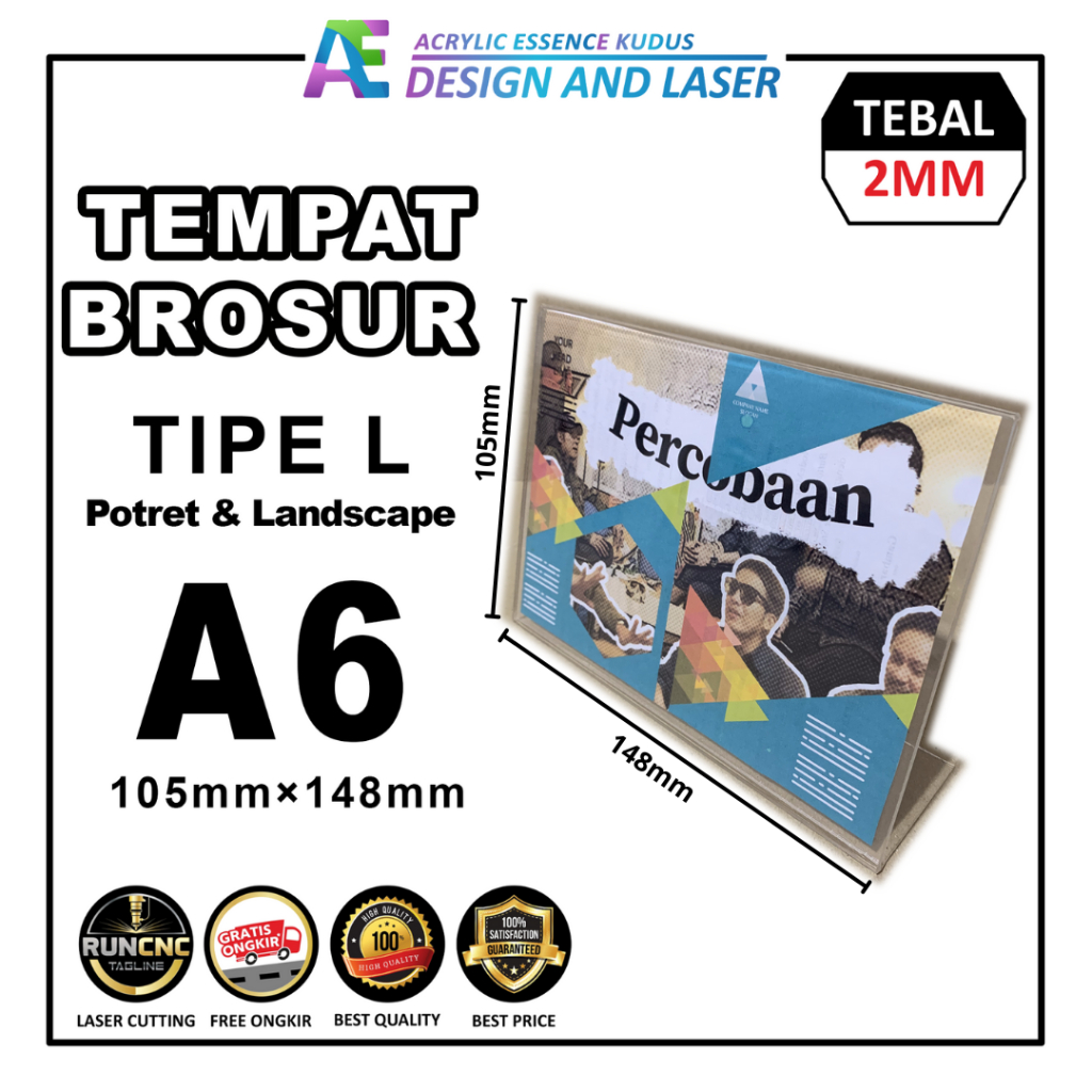 

Akrilik Tempat Brosur Tipe L | Sign Holder | QRIS | Barcode | Menu | Wall Thicker Acrylic – A6