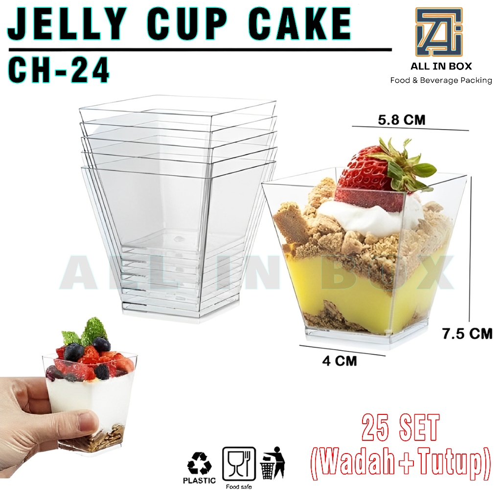 Jelly Cup CH-24 + Tutup isi 25pcs/ Gelas Cangkir Puding | Jelly Cup CH 24 kotak dessert cup tiramisu