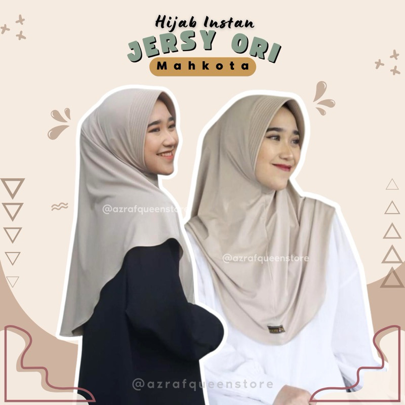 [READY STOCK] Jilbab Ped Jersey Ori MAHKOTA Hijab Instan Jersy Ori Size M dan L Antem Anti Tembem Wa