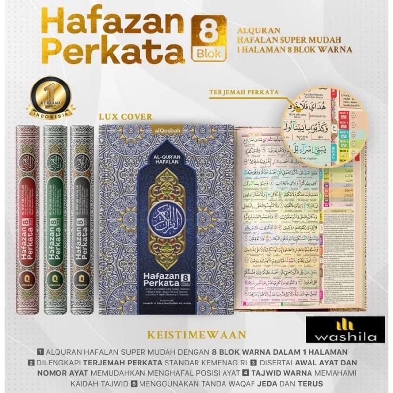 AL QUR'AN HAFAZAN HAFALAN PERKATA & TERJEMAHAN 8 BLOK WARNA UKURAN BESAR A4
