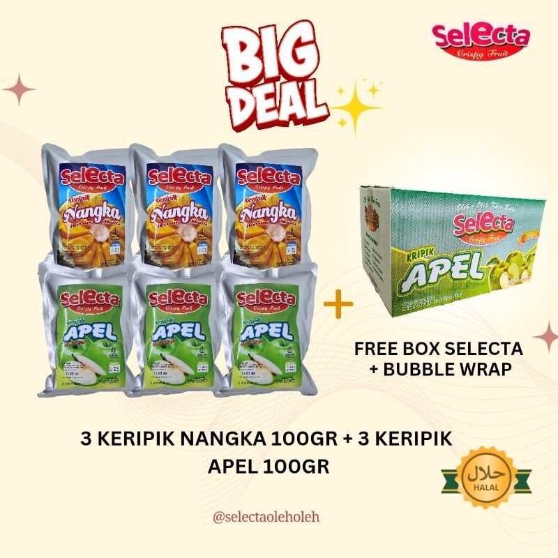

Paket Promo 6pcs Keripik SELECTA FRUIT (3 Keripik Apel + 3 Keripik Nangka)