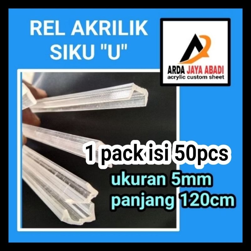 

akrilik Rel siku U 5mm 120cm isi 50 pcs