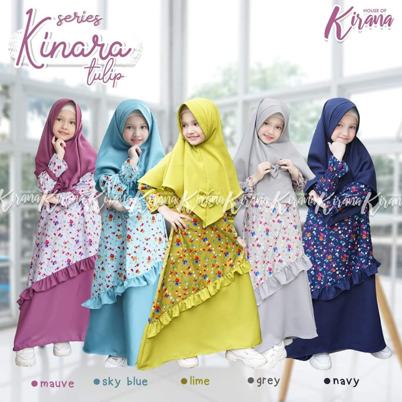 HOK - Gamis Kinara House of Kirana Bahan Katun jepang Motif Bunga-bunga Gamis anak size 1&S