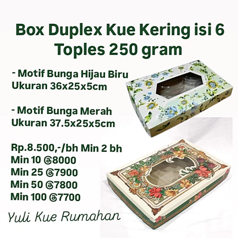 

Box Duplex Kue Kering isi 6 Toples 250 gram